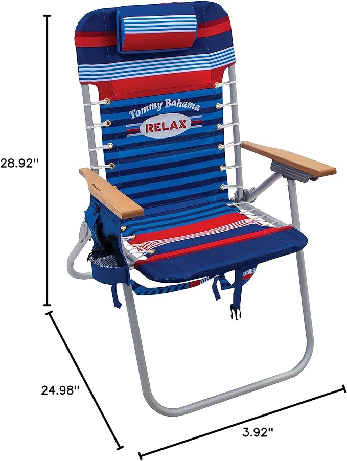 Tommy Bahama Hi-Boy 17 Seat Height 4-Position Lace-Up Suspension Folding Beach Backpack Chair