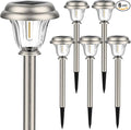 DERAYSION Solar Lights Outdoor Waterproof Brushed Stainless Steel Glass Solar Pathway Lights Auto On/Off Long-Lasting Outdoor Solar Lights for Garden Landscape Path Yard 6 Pack