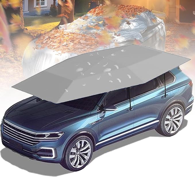 Automatic Car Umbrella Universal Sun Shade Canopy with Remote Control Car Cover Tent Snow/Frost/Hail Protection Auto Garage Shelter for Outdoor Grey-4.6m