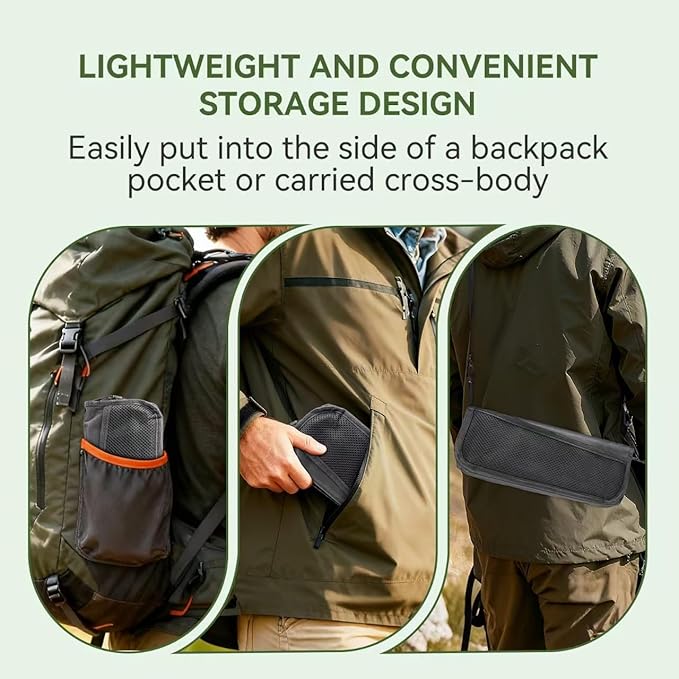 Extra Large Foldable Backpack Stoolpockets and side pockets Compact adult-sized portable stool ideal for camping hiking outdoor activities and events Maximum weight capacity 300 lbs (Black)