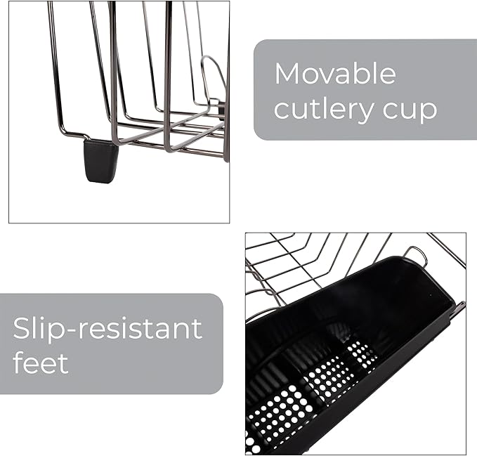 Large Wire Dish Rack Black/Chrome - 17.5 x 13.7 x 5.5
