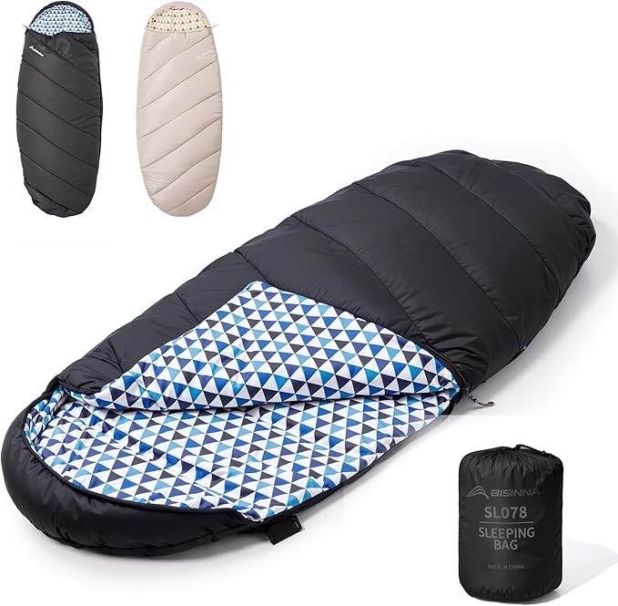BISINNA Flannel XL Sleeping bag for Adults Warm &amp Cold Weather Sleeping bag 3-4 Season with 100% Cotton Lining Large Sleeping bag for Hiking Backpacking Travel Indoor and Outdoor