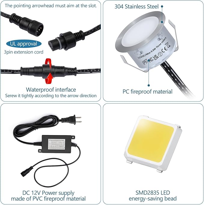 HIBOITEC 10PCS Low Voltage Recessed RGB Deck Lamp φ42mm with Remote Control LED Deck Lights Kit IP67 Waterproof 12V Low Voltage In Ground Outdoor LED Landscape Lighting for Yard Garden Patio Stair