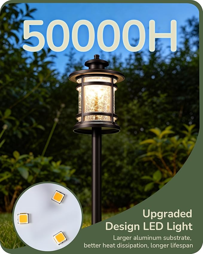EDISHINE Low Voltage Pathway Lights 3.4W 155LM 12V 3000K Outdoor Pathway Lights Wired Waterproof Landscape Path Lights 50000H LED for Yard Garden Driveway 12 Pack