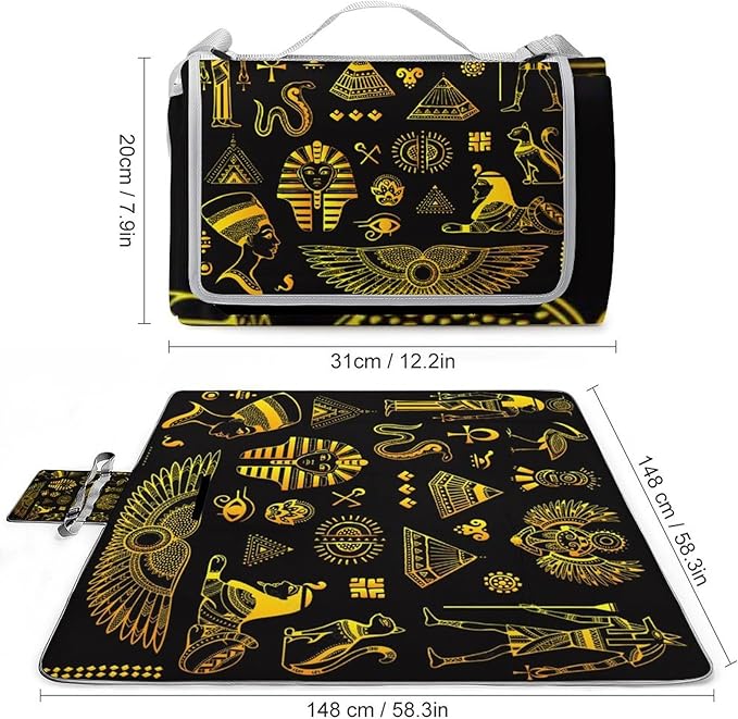 Tribal Native American Eagle Symbols Waterproof Outdoor Picnic Blanket Sandproof Beach Mat for Camping Hiking Grass Travelling