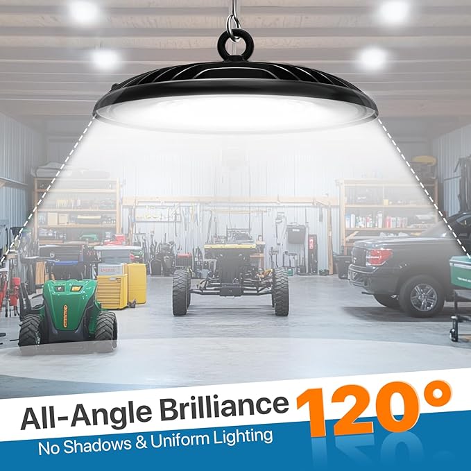 HYPERLITE UFO LED High Bay Light: 230W 30000LM High Bay LED Shop Lights with 6ft Plug - 5000K IP65 LED Warehouse Lights for Workshop Stadium Garage Lighting 6-Pack