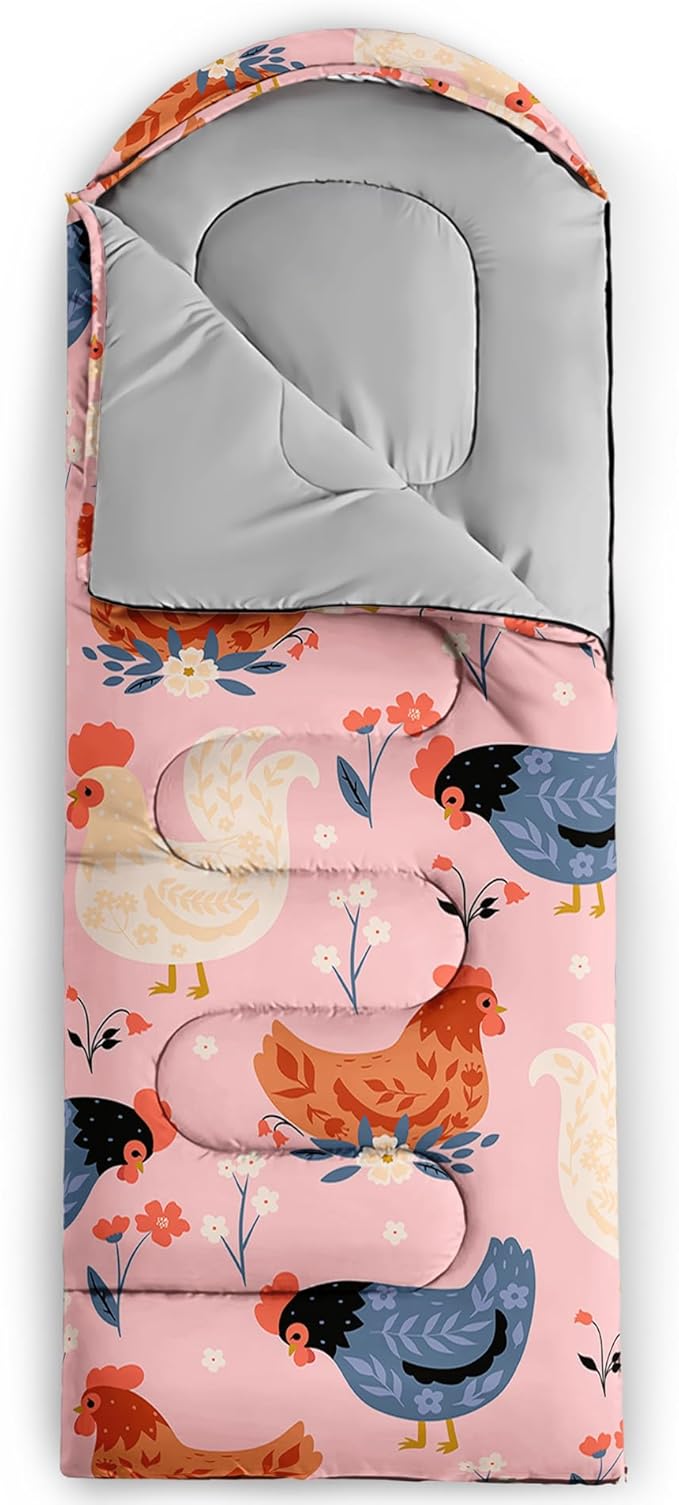 Axolotl Cartoon Fox Sleeping Bag3 Season Warm and Cool Weather Kawaii Fox Flowers Sleeping Bags for Kids Boys TeensWaterproof Lightweight Sleeping Bags for TravelingOutdoors Camping EquipmentRed