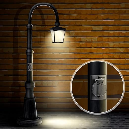 Flutesan 6 Pcs Lamp Post Outlet 125V 15A Grounded Electrical Outlet Energy Saving Light Pole Plug for Outdoor Lamp Post and Poles Energy Saving and Weather Resistant UL Listed Black