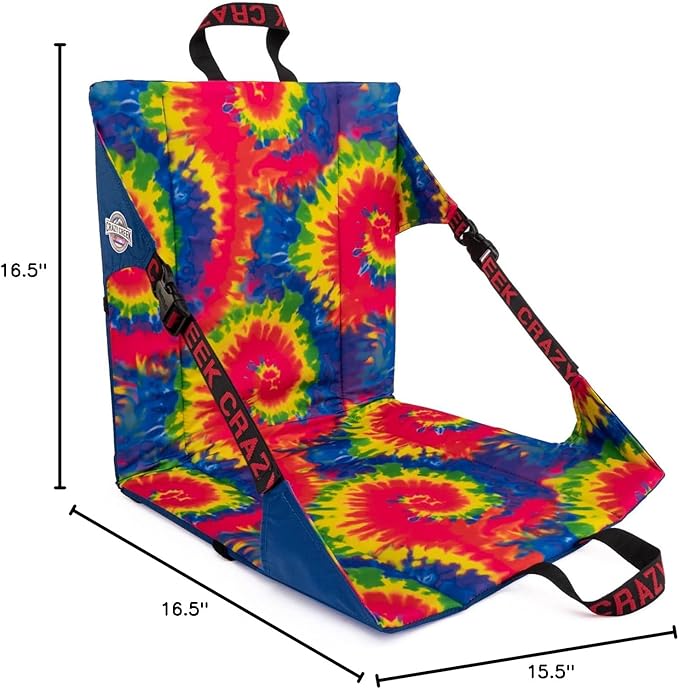 Crazy Creek Original Chair Perfect for Stadium Seats Camping Hiking &amp More Comfort on All Terrains Adjustable Straps Lightweight Design Water-Resistant Blue Tie Dye