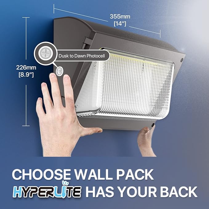 HYPERLITE LED Wall Pack Light 120W 15600LM Commercial and Industrial Outdoor LED Wall Lights for Parking Lots House Warehouses 4 Pack UL Listed