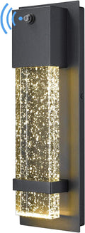 HWH INVESTMENT Dusk to Dawn Sensor Outdoor Wall Lamp Modern LED Exterior Wall Sconce Lantern Black Finish with Crystal Bubble Glass 5HW9-B-P BK