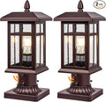 Bronze Post Lights Dusk to Dawn 2 Packs Outdoor Post Mount Outdoor Light Fixtures Bronze Patio Pole for Lights Waterproof Exterior Lamp Post Light Fixture for Path Garden Yard Patio