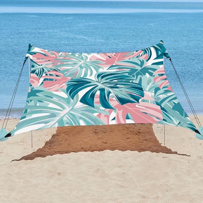 YUKIHOME Beach Tent Sun Shade Canopy Tent UPF 50+ Camping Beach Sun Shelter 10 x 10ft 4 Pole Lightweight Easy Set Up and Carry