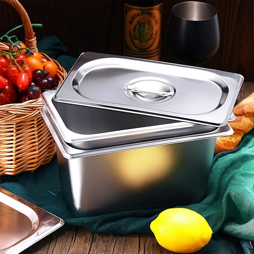8 Pack Stainless Steam Hotel Pan 6 Deep Steam Table Pan with Lid 0.8 mm Thick Stainless Steel Restaurant Anti Clogging Steamer for Party Restaurant Hotel(1/4 Size)