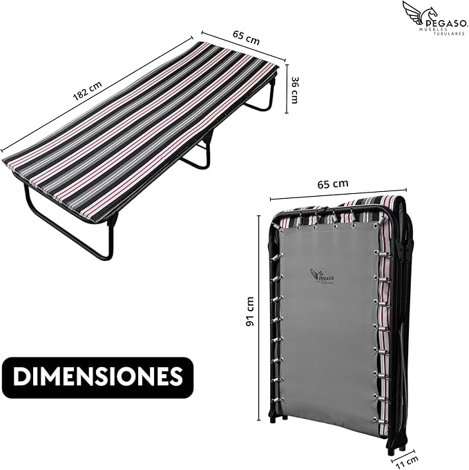 Plastic Polyester Canvas Cot with Foam Rubber Mat 3 cm (Mod KSL-H)