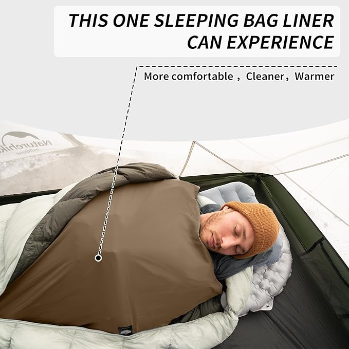 Naturehike 4.5oz Ultralight Washable Sleeping Bag Liner Lightweight Adult Sleep Sack &amp Travel Sheets for Backpacking Hotel Camping Hostels ZY20