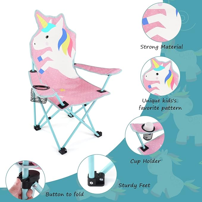 KABOER Kids Outdoor Folding Lawn and Camping Chair with Cup Holder and Carrying Bag Children's Camping Chairs
