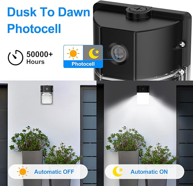 30W Mini LED Wall Pack Light with Dusk to Dawn Photocell 5000K Wall Pack Light Outdoor Led AC120V 3600LM Waterproof Outdoor Commercial Lighting Fixture for Garage Warehouse Garden (4 Pack)