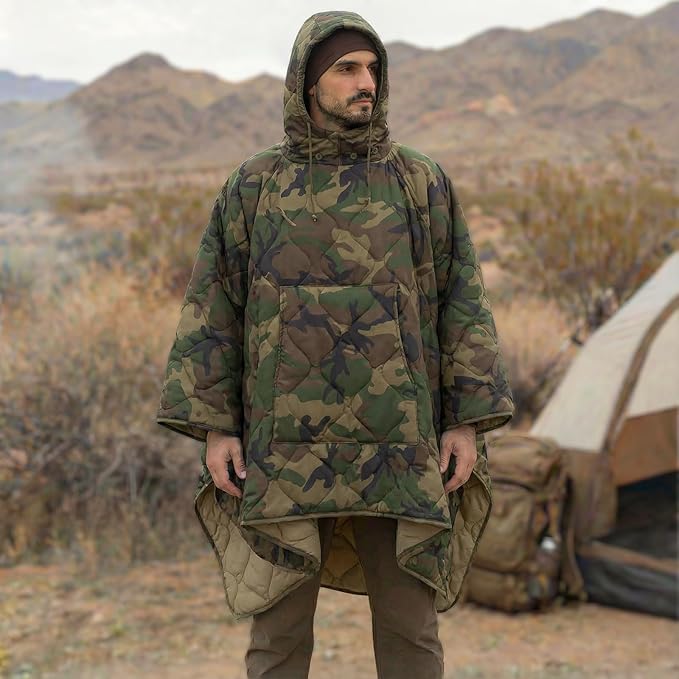 LOOGU Camo Blanket Waterproof Insulation Poncho Liner for Outdoor Camping Hiking Hunting Survival Backpacking Picnicking