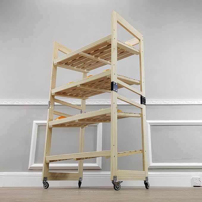 FixtureDisplays® 4-Tier Bakery Bread Rack with Angled Shelves Wooden Display Rack Bread Store Rack 30X18X55 101143