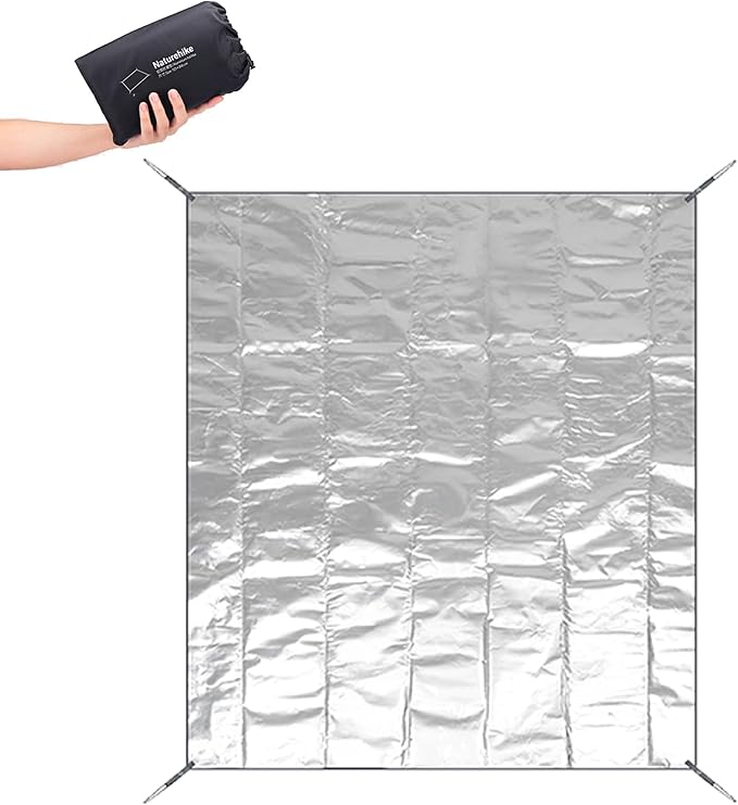 Naturehike Aluminum Foil Foldable Picnic Blanket Ultralight Ground Sheet Mat Waterproof Camping Tarp Sleeping Pad for Outdoor PicnicCampingBeaches Storage Bag Included (90.55×102.36)