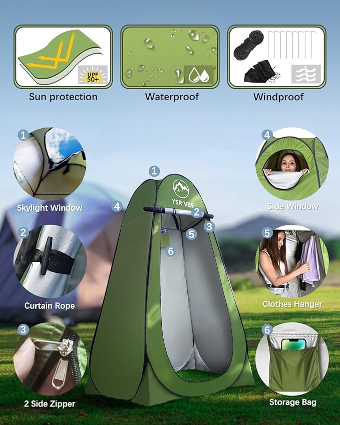 Camping Toilet with Pop-Up Privacy Tent and Liquid Waste Gel Portable Toilet for Camping with Large Tent Ergonomic Potty Provides Enhanced Comfort Suitable for All Ages