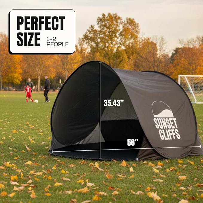 Beach Tent Sun Shelter – Easy Setup Pop-Up Shade Tent with UV Protection &amp Ground Stakes Portable Beach Canopy for 1–2 People