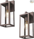 Outdoor Wall Light with Clear Glass Anti-Rust Exterior Wall Sconce Weather Resistant Outdoor Lantern Exterior Lighting for Porch Patio Garage Entryway (Oil-Rubbed Bronze 15.5Height-2 Pack)