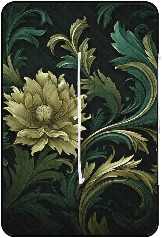 Zipper Dark Green and Green Style Style Picnic Mat Suitable for Travel Camping Park Or Home Use