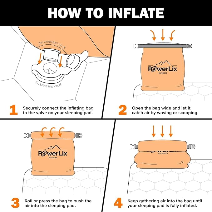 POWERLIX Double Inflatable Sleeping Pad - Camping Mattress for Backpacking Hiking Traveling Compact Camping Sleeping Mat for 2 Person Portable Ultralight Camping Pad Air Mattress Orange