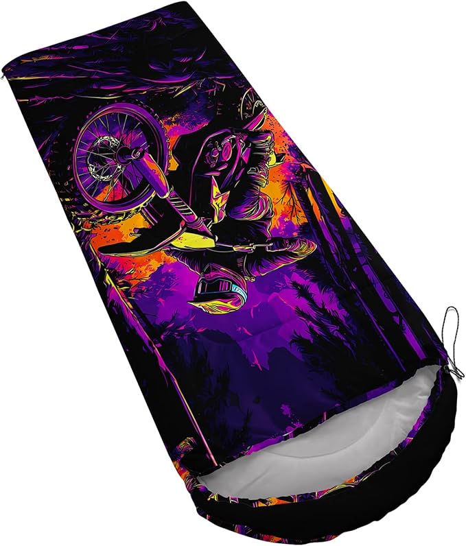 AILONEN Sports Basketball Sleeping Bag for Kids BoysWarm and Cool WeatherLightweightWaterproof Backpacking3D Galaxy Ball Print Sleeping Bag for Camping