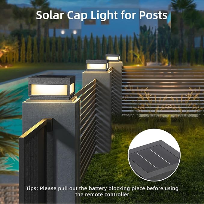 Solar Post Light 7.87 Outdoor Modern Fence Deck Cap Lights for Small Pillars Column Waterproof Lamp 3000K Luxury LED Lighting for Patio Gate Driveway Garden Decoration