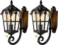 VIANIS 2 Pack Outside Lights for House Dusk to Dawn Black Exterior Light Fixture Wall Mount Anti-Rust Modern Outdoor Sconce Lantern with Rippled Glass for Front Porch Garage Hardwired Non-Solar