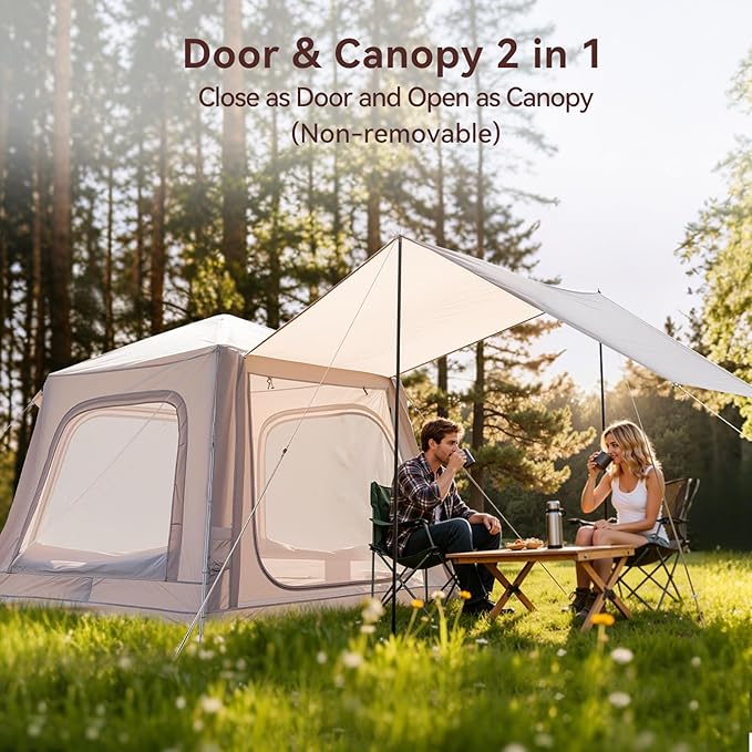 Inflatable Tents for Camping Super Easy to Blow Up Tent with Hand Pump Waterproof Oxford Cloth &amp Stove Jack Spacious Air Tent Hot Tents for 4-6 People