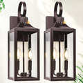Oil Rubbed Bronze Dusk to Dawn Outdoor Wall Lighting 19 Large Outside Modern Wall Sconce Lantern Industrial Porch Light Wall Mount Waterproof Farmhouse Exterior Lamp 2-Light Brown 2 Pack