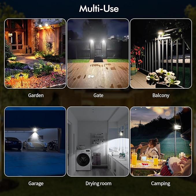 Clip On Solar Motion Lights Outdoor Waterproof 800LM 70 LED 3 Color Temperature USB &amp Remote Control 4 Pack Portable Solar Powered Light Outside for Gutters Fence Garage Camping