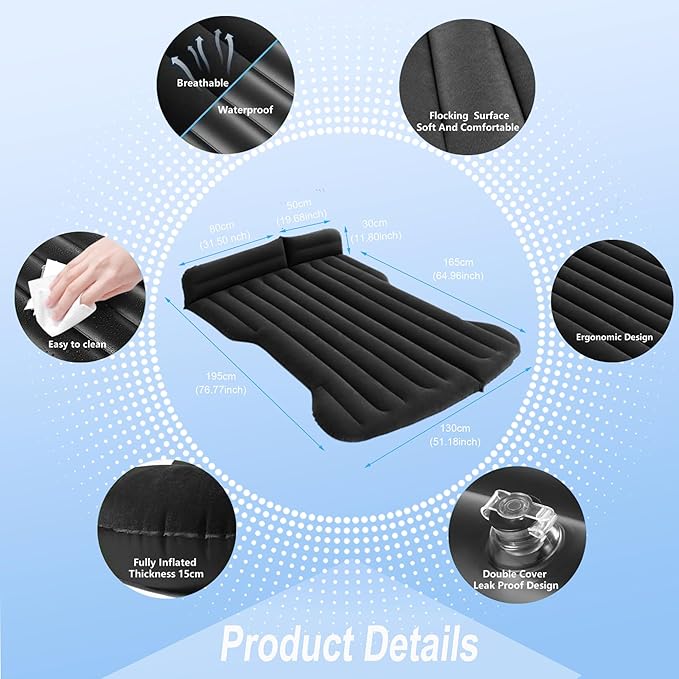 Car Air Mattress Inflatable Bed Compatible with Tesla Model Y Mattress for SUV Truck RV Van Backseat Trunk 6.4 ft Portable &amp Foldable Car AirBed Sleeping Pad for Tent Travel Camping Essentials B