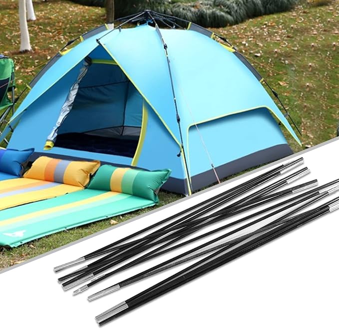 Tent Tarp Poles 3.96m Universal Fiberglass Replacement Tent Rods Adjustable Tent Poles Camping Awning Frame Kit Tent Poles Replacement for Outdoor Camping Support