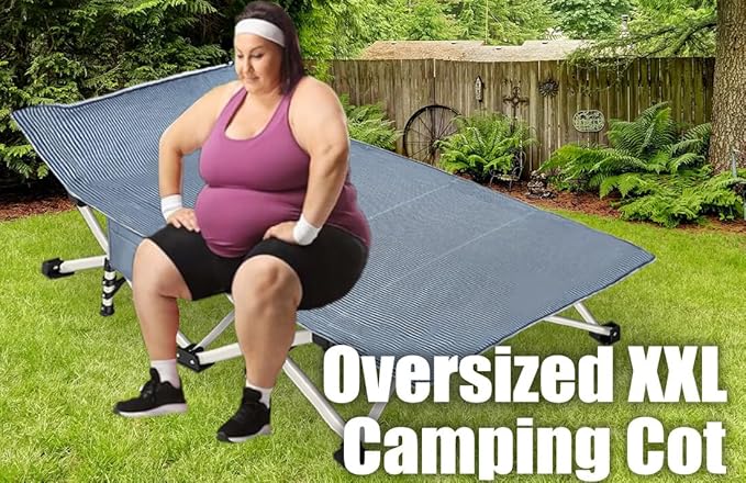 79 L x 32 W x 18 H Camping Cot with Comfortable Mattress for Adults Oversize XXL Cots for Sleeping Camping Bed Folding Cot Heavy Duty with Carry Bag for Home Outdoor Travel