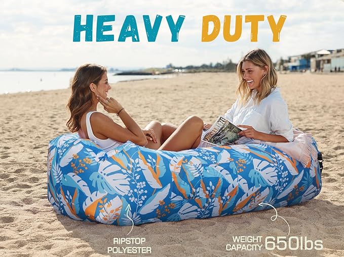 WEKAPO Inflatable Couch Air Lounger Chair - Camping &amp Beach Accessories Portable Blow up Sofa for Hiking Lawn Indoor/Outdoor Movies &amp Music Festivals. Lightweight and Easy to Set Up Air Ham