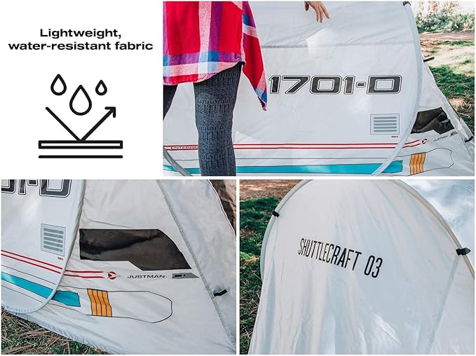 Star Trek: The Next Generation Shuttlecraft Justman 2-Person Camping Tent | Indoor and Outdoor Activities | Pop-Up Camping Tents &amp Shelters Accessories | 95 x 47 x 43 Inches