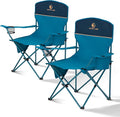 ALPHA CAMP Folding Camping Chairs for Adults Lawn Chairs Outdoor Chairs Support 250 LBS Portable Camp Chairs with Cup Holders Cooler Pouch for Outdoor 2 Pack
