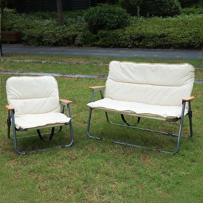 Folding Camping Chair with Seat Cushion Outdoor Foldable Seat Beach Chair Portable Camp Chair for Indoor Patio Travel Picnic Sports Khaki