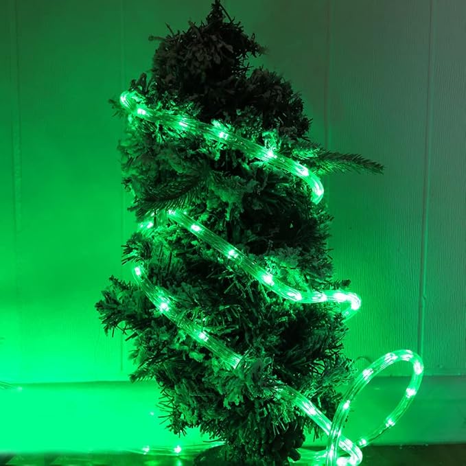 50ft 360 LED Waterproof Rope Lights 110V Connectable Indoor Outdoor Green Led Rope Lights for Deck Patio Pool Camping Bedroom Decor Landscape Lighting and More (Green)