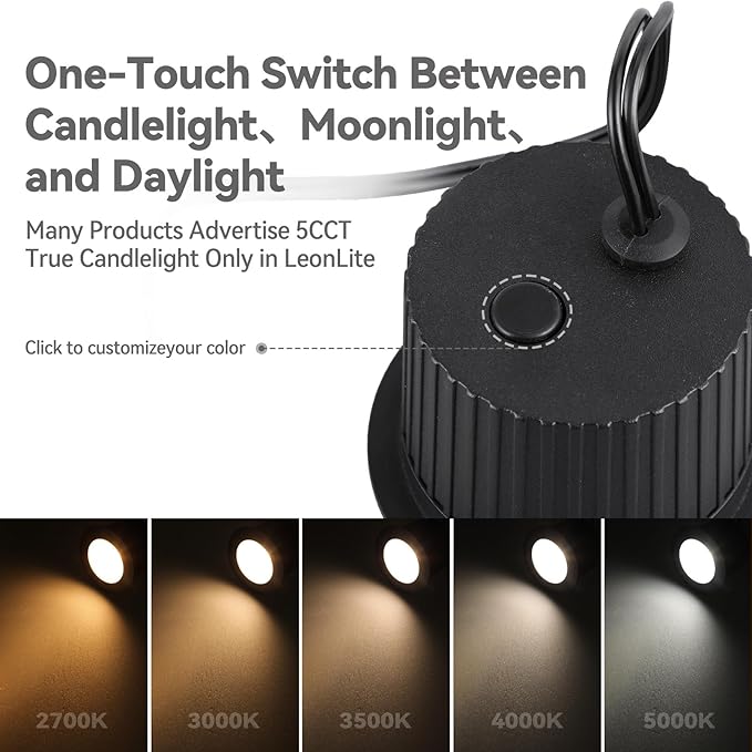 LEONLITE 12-Pack 3W 5CCT Well Lights Landscape LED In Ground 12-24V AC/DC Low Voltage CRI90 IP67 Inground Well Lights Outdoor Black Aluminum Housing Embedded Parts Included