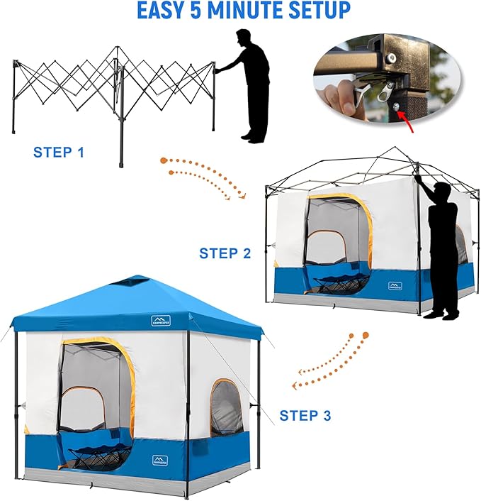 KAMPKEEPER 6 Person Camping Tent 10x10 Pop Up Canopy Tent with Camping Inner Tent Converts 10'x10' Straight Leg Canopy into Camping Tent–Fully Vented Roof(Canopy &amp Frame Included)