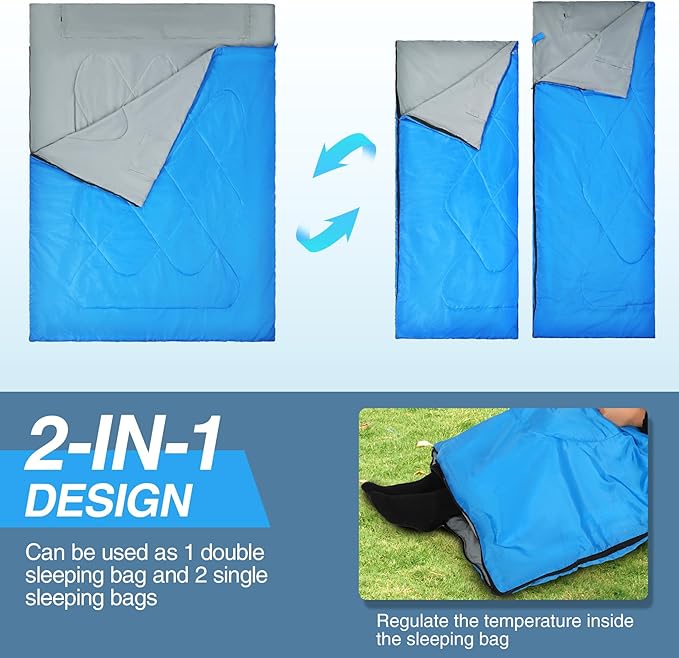 REDCAMP Ultra Lightweight Sleeping Bag for Backpacking Hiking Comfort for Adults Warm Weather with Compression Sack