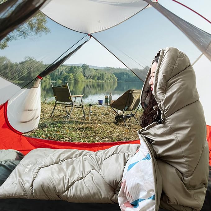 Outdoor Camping Sleeping Bag for Adults Warm Sleeping Bag with Hood Trapezoid Design for Hiking Climbing Lightweight and Portable with Storage Bag Comfortable