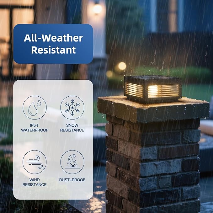 Solar Post Lights 9.84 Modern Pillar Lights Waterproof Glass Outdoor Column Light Solar Powered Landscape Pillar Lamp Dusk to Dawn 3000K Lighting for Patio Fence Deck Yard Garden Entrance