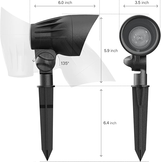 Outdoor Low Voltage Landscape Light 50 Watt Halogen Spotlights 12 Volt Flood Lights 3000K Warm White with Connector and Stake